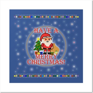 Have A Merry Christmas Santa! (Red Letters on Blue) Posters and Art